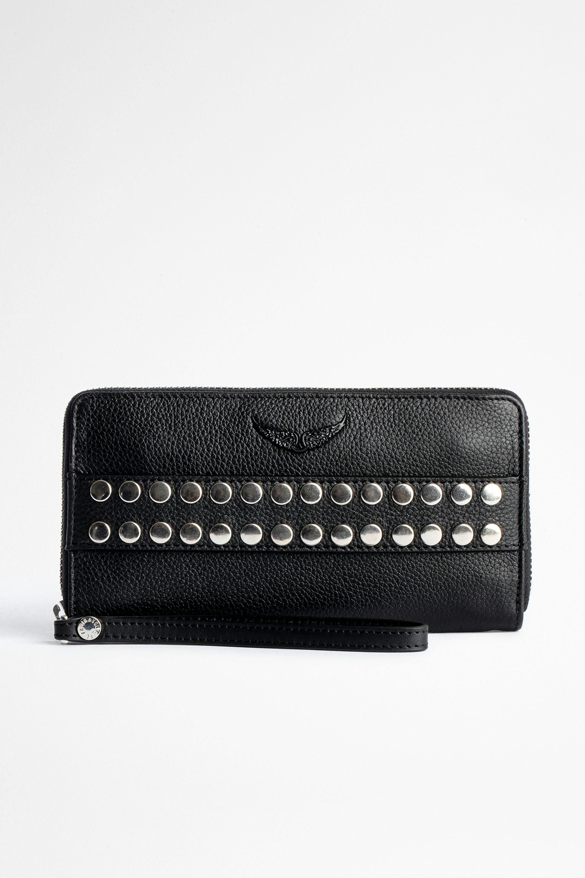 Compagnon Studs Outline Wallet - Women's black grained leather wallet
